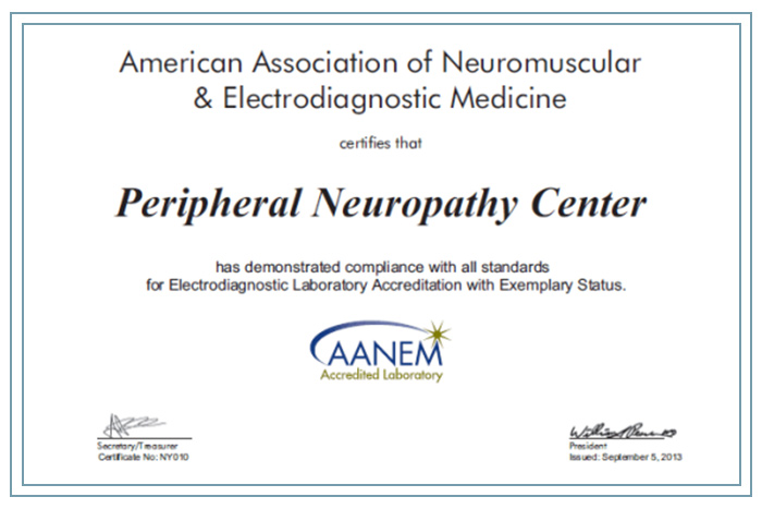 American Association of Neuromuscular & Electrodiagnostic Medicine certified